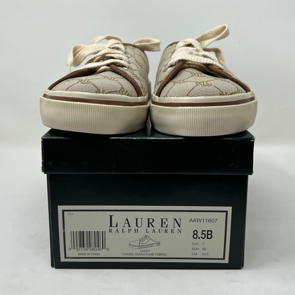 Ralph Lauren Cissy Camel Signature Fabric Mule Sneaker Women's Size 8.5B VTG NEW - Picture 12 of 14
